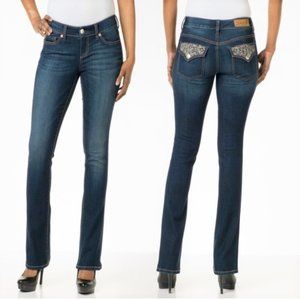 Seven7 Boot Cut Lace Flap Pockets Denim Blue Jeans size 29